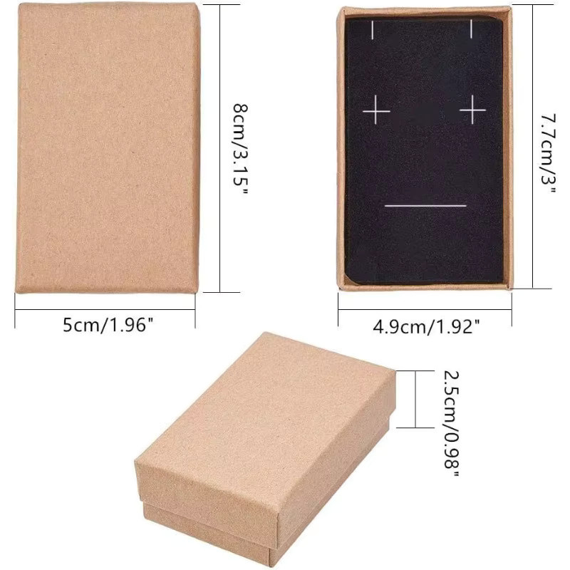 18er-Pack Schmuckboxen aus Kraftkarton in Braun für Halsketten, Ohrringe und Ringe, B/H/T: 8,13 x 5,08 x 2,29 cm - Bild 2