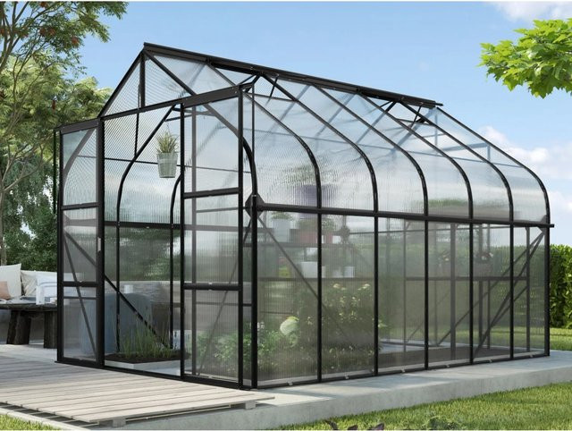 Vitavia Gewächshaus Diana 9900 Schwarz mit 9,9 m² Fläche, Aluminiumrahmen und 4 mm Polycarbonat-Platten - Bild 3