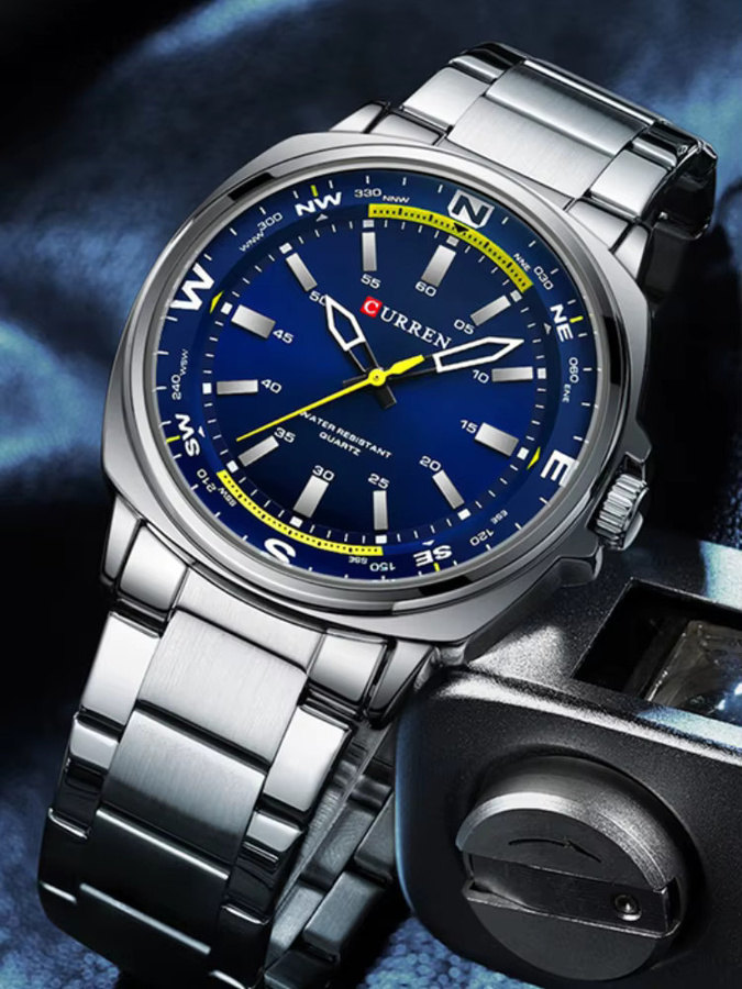 CURREN Armbanduhr, Quarz, Edelstahl, Blau, Herren - Bild 4