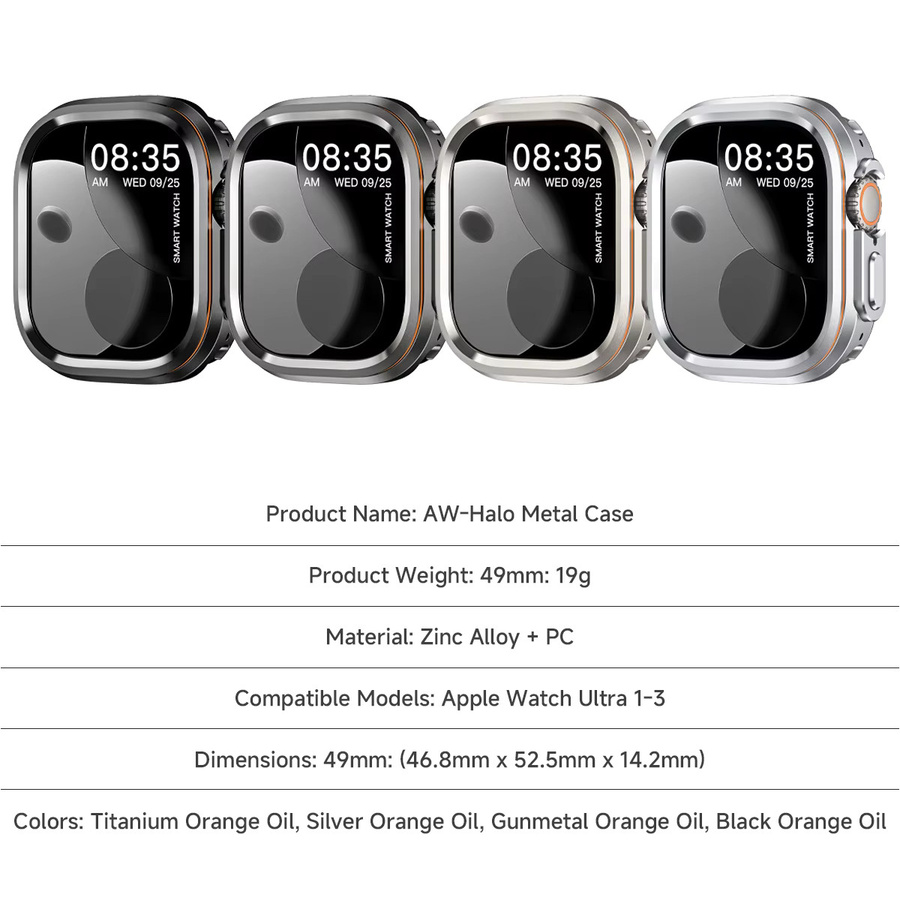 CAOWTAN Schutzrahmen-Schale für Apple Watch Ultra, Edelstahl - Bild 6