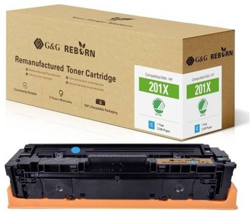G&G Toner Cartridge Cyan Kompatibel mit HP 201X Remanufactured für Laserdrucker mit 2300 Seiten Reichweite - Bild 1