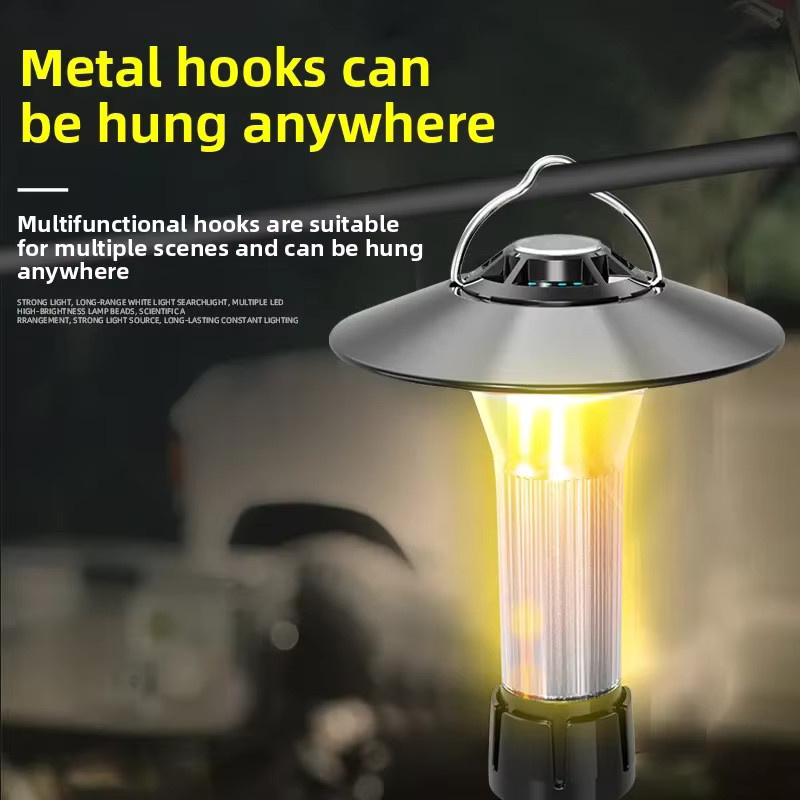 XIWANGFIRE LED Camping Laterne mit Magnet und Haken, dimmbar und per USB-C aufladbar, weiß - Bild 2