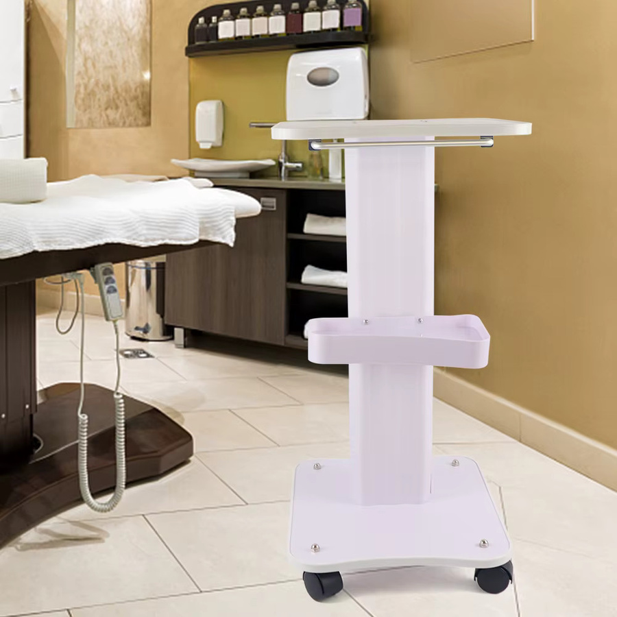 Bymaocar Schwerlast-Schönheitssalon-Trolley in Weiß mit geräuschlosen Universalrädern und Ablage für Spa und Friseur - Bild 2
