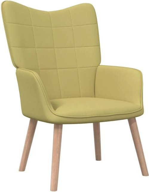 vidaXL Relaxsessel mit Hocker Modell 3 in Grün aus Stoff und Buchenholz - Bild 1