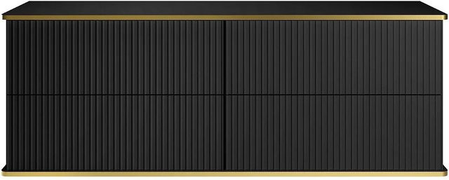 Vente-unique Waschbeckenunterschrank Keliza in Schwarz mit Streifenoptik, Breite: 150 cm - Bild 1