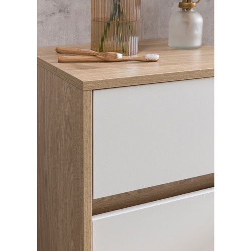 Schildmeyer Highboard Mali in Mattweiß Eiche, Wandmontage, B: 40,3 cm, H: 81,4 cm, T: 16,4 cm - Bild 2