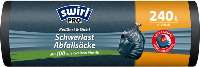 Swirl Profi Schwerlast-Abfallsäcke Schwarz 240 l, 5 Stück - Bild 1