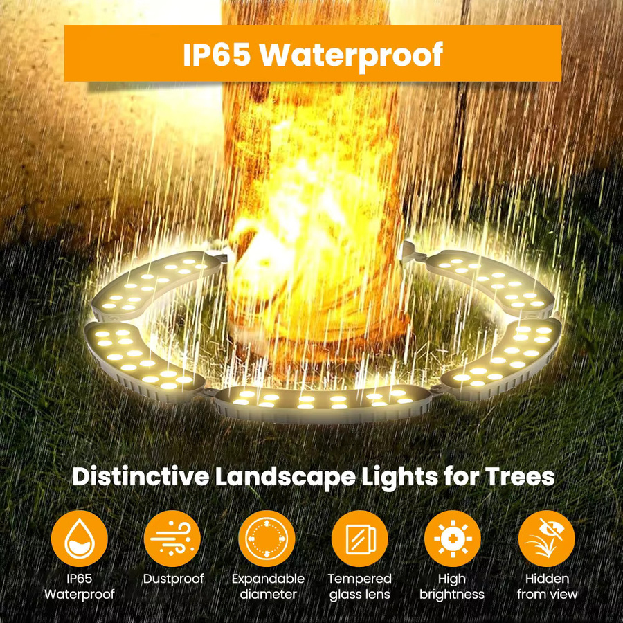 Wasserdichte LED-Ring-Baumleuchte aus Aluminium für den Außenbereich, verstellbare Palmen-Uplight mit warmweißem Licht für Garten und Hof, AC220V - Bild 3