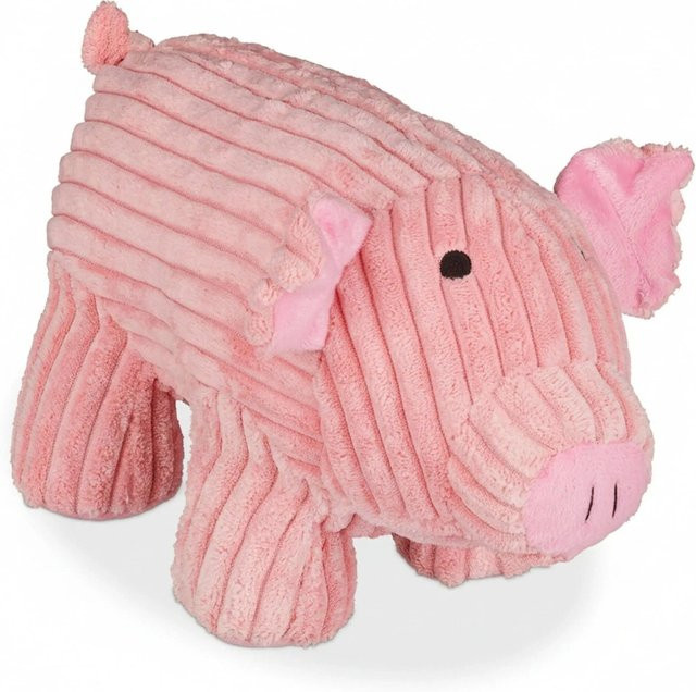 Relaxdays Türstopper Schwein aus Plüsch in Rosa, B: 15 cm, T: 24 cm, H: 12 cm - Bild 1