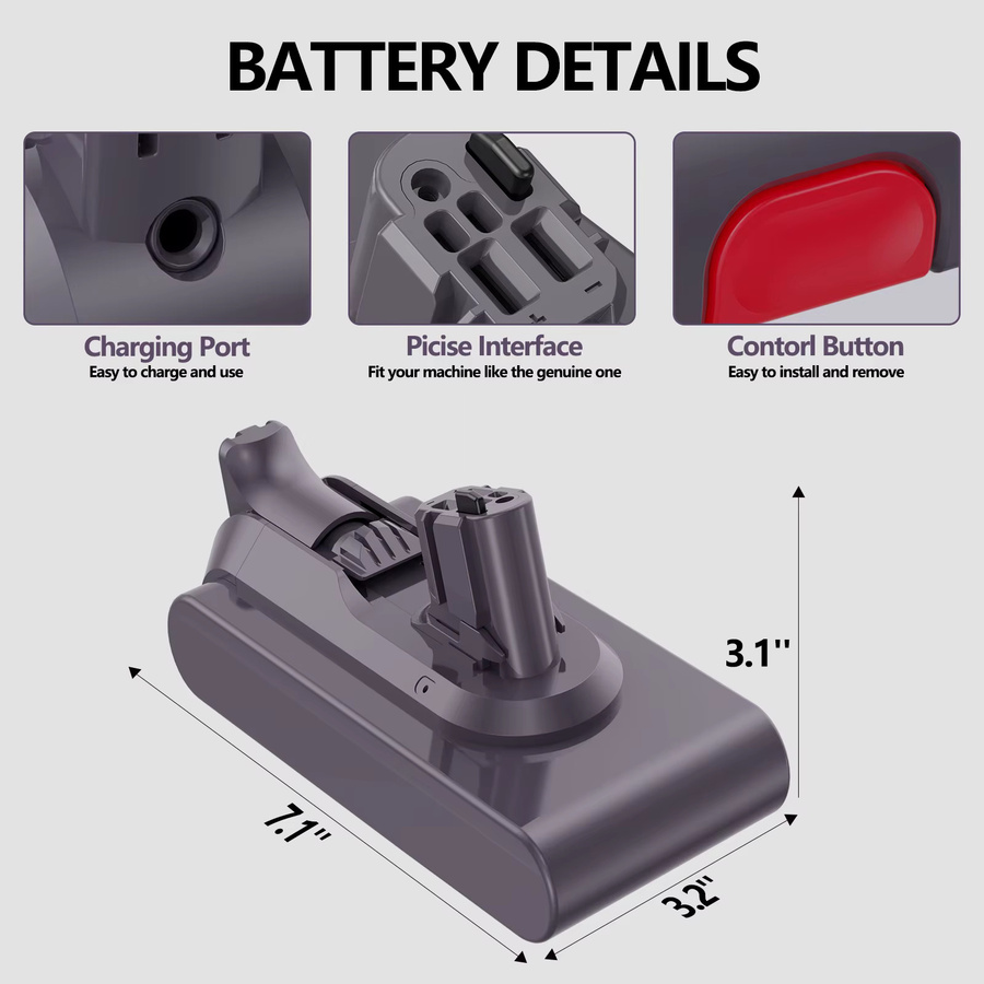Turpow Ersatzakku für Dyson V11 Serie, 6000 mAh, 25,2 V, Clip-Typ, Grau - Bild 3