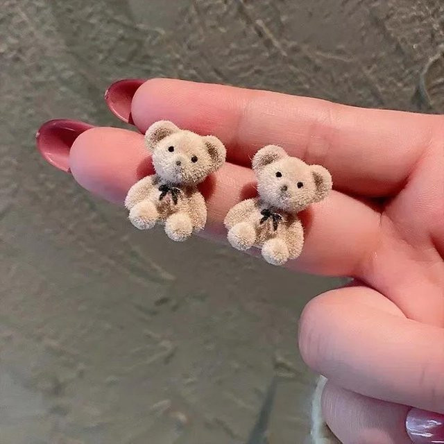NATAWA Ohrstecker Plüschkaninchen, Braun, Damen - Bild 1