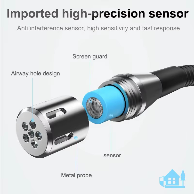 TELEHILL Brenngas Leckdetektor mit Schall- und Lichtalarm zur Leckortung von Erdgas inklusive Flex-Sonde, Blau - Bild 4