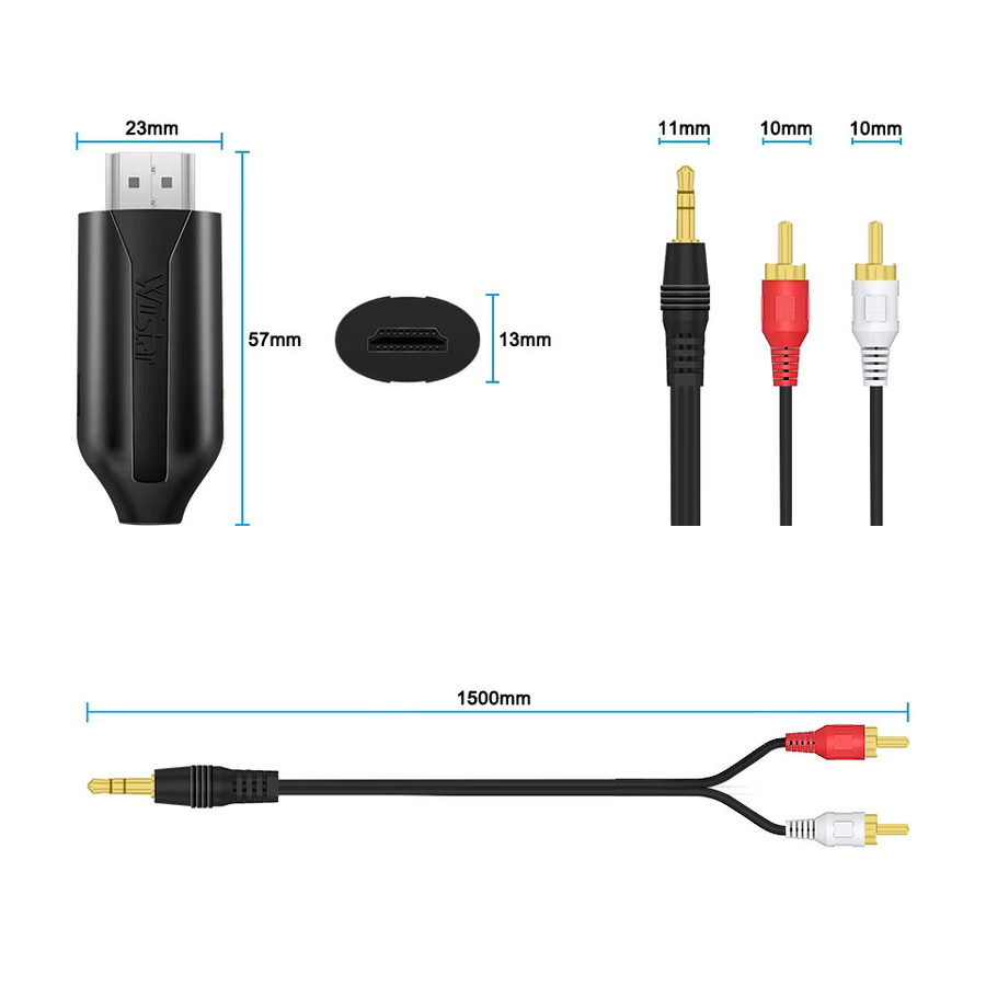 Wiistar HDMI ARC zu 3,5mm Audio-Adapter in Schwarz mit Unterstützung für PCM und Dolby, 192KHz Audio-Splitter-Extraktor für Kabel TV - Bild 2