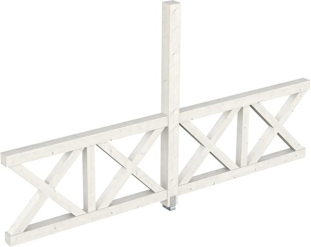 Skan Holz Seitenwand Andreaskreuz aus Fichte in Weiß, B/H: 120 x 210 cm - Bild 1
