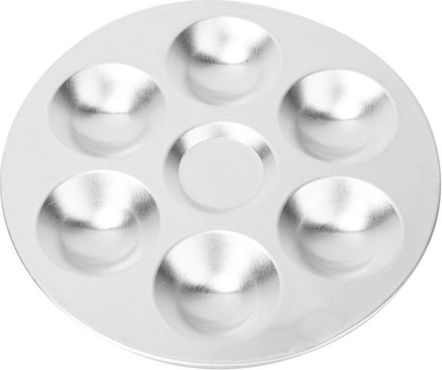 Igeteck Aluminium Aquarellpalette für Künstler in Grau mit 6 runden Vertiefungen - Bild 1