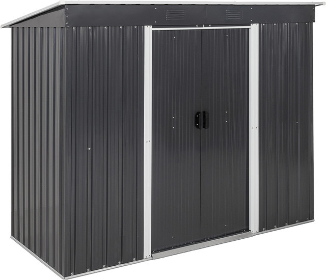 Metallgerätehaus Green Yard Kigali in Grau mit 2 Schiebetüren und Pultdach - Bild 1