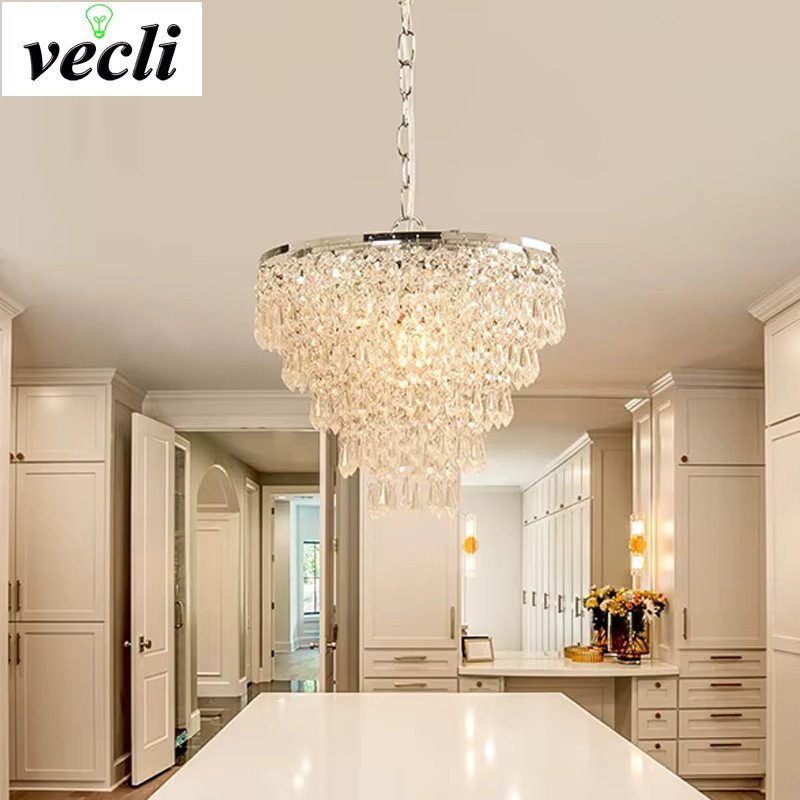 Vecli Moderne Kristall Kronleuchter Deckenlampe Transparent für Wohnzimmer, Schlafzimmer und Esszimmer - Bild 3