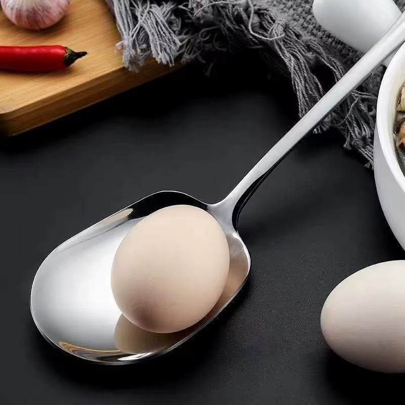 Edelstahl Löffel mit langem Griff für Suppe und Dessert in Silber - Bild 5