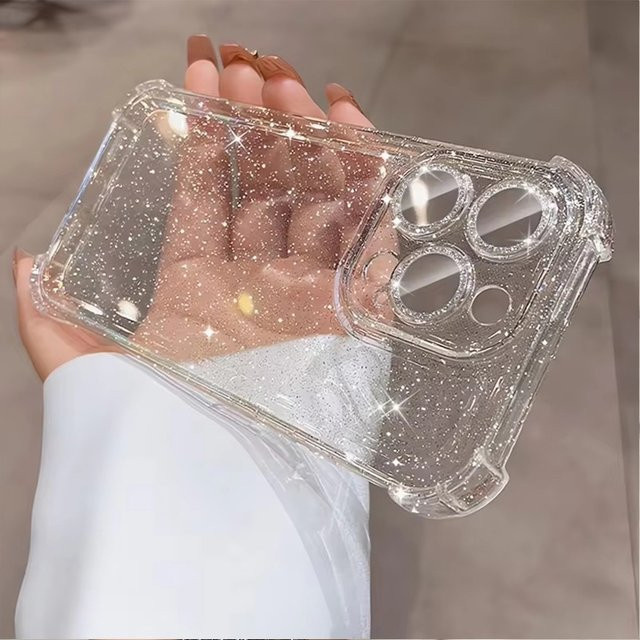 Glitzernde transparente Silikon Handyhülle mit Bling-Effekt für iPhone 11 bis iPhone 17 Pro Max von AKABEILA - Bild 1