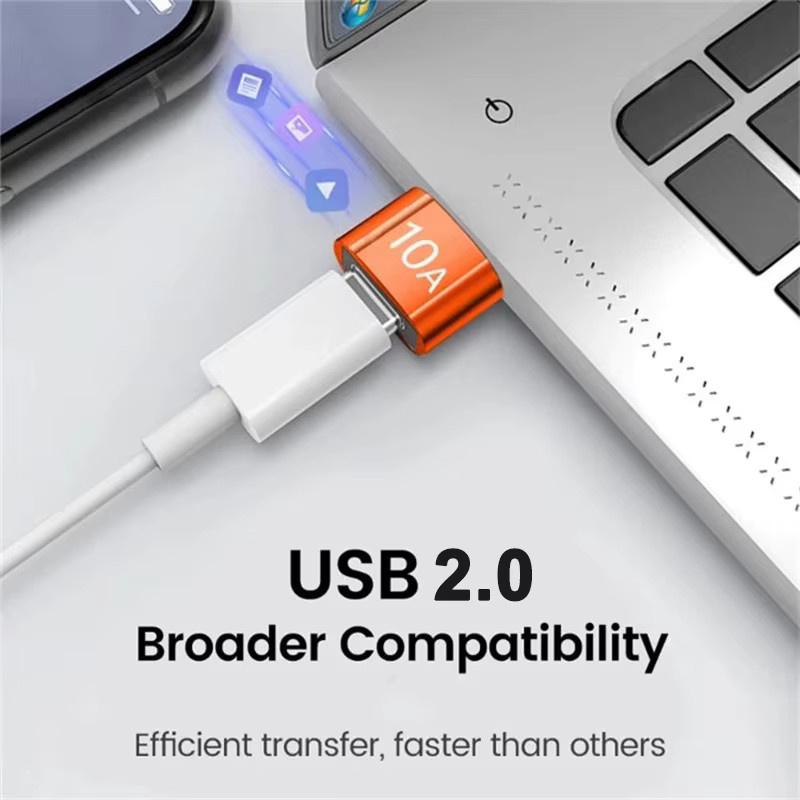 NNBILI USB-A auf USB-C Adapter, 10A Schnellladeadapter mit OTG-Anschluss, Schwarz - Bild 5
