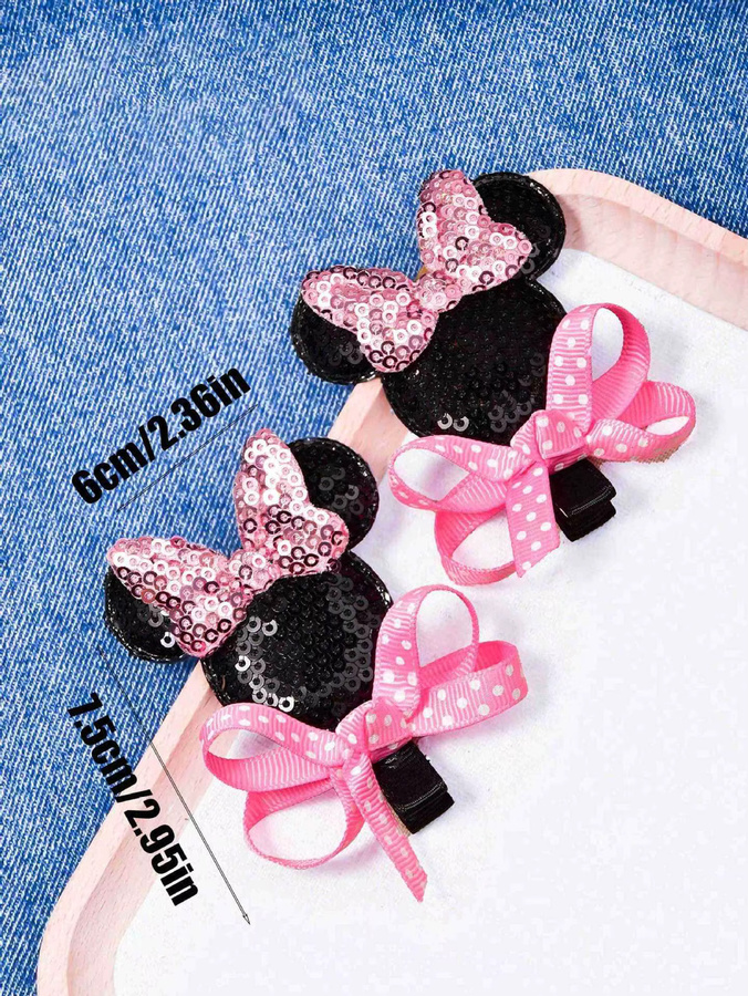 Potdemiel Pailletten-Haarspange mit Polka-Dot-Motiv und Mausohren, Kinder - Bild 3