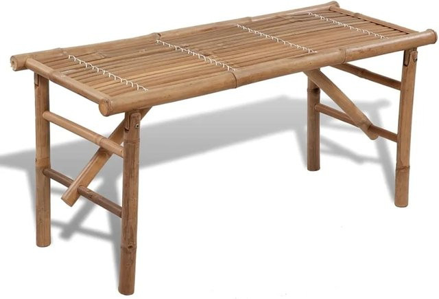 furnicato Klappbare Gartenbank aus Bambus in Braun, B/T/H: 118 x 45 x 38 cm - Bild 1