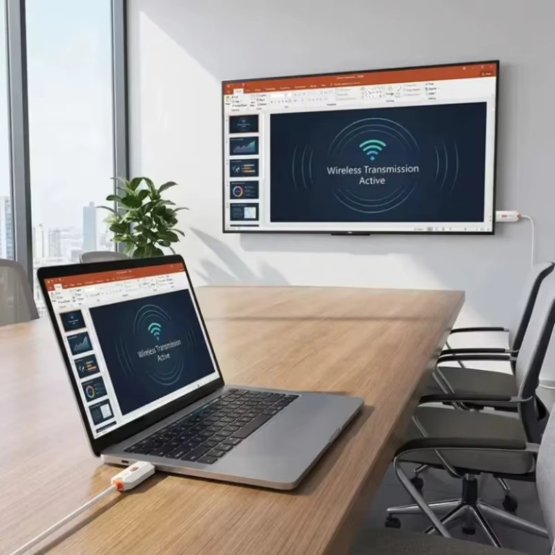 VIKEFON Drahtloser HDMI Video-Display-Extender Full HD 1080P Sender und Empfänger für Kameras, Laptops und Fernseher, Weiß/Orange, Reichweite 30m - Bild 4