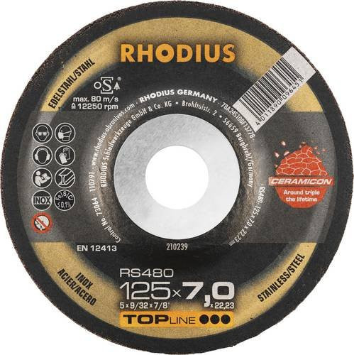 Rhodius RS480 Schruppscheibe für Edelstahl und Stahl, Schwarz, 25 Stück - Bild 1