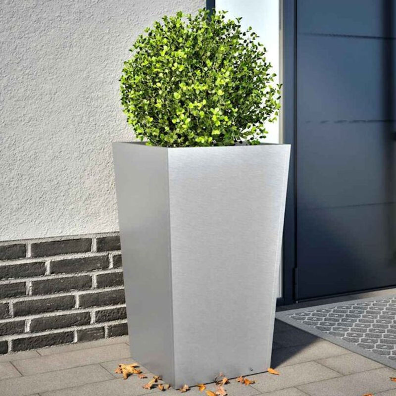 2er Set quadratische Pflanzkübel aus verzinktem Stahl von Vidaxl in Grau, B/T/H: 45 x 45 x 75 cm - Bild 1