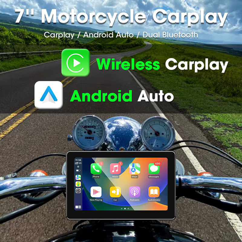 Jmcq Motorrad Dash Cam mit IPX7 wasserdichtem Display und CarPlay Funktion, Action Kamera in Schwarz - Bild 3