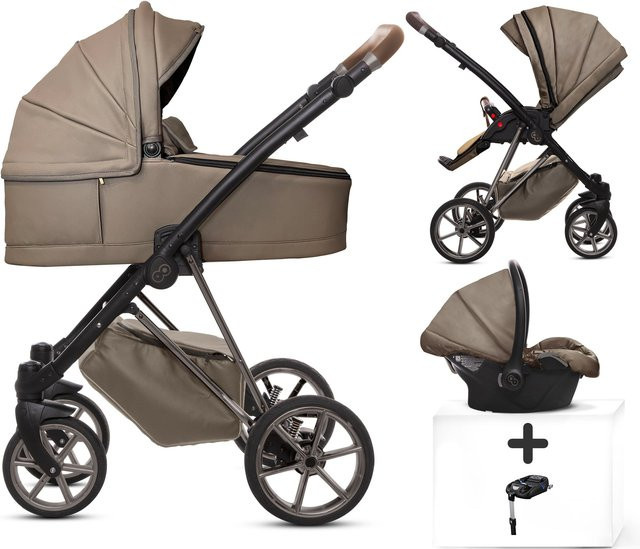 TPFLiving 4in1 Kinderwagen Royal Kunstleder in Gray Pearl mit Gestell in Space Grau - Bild 1