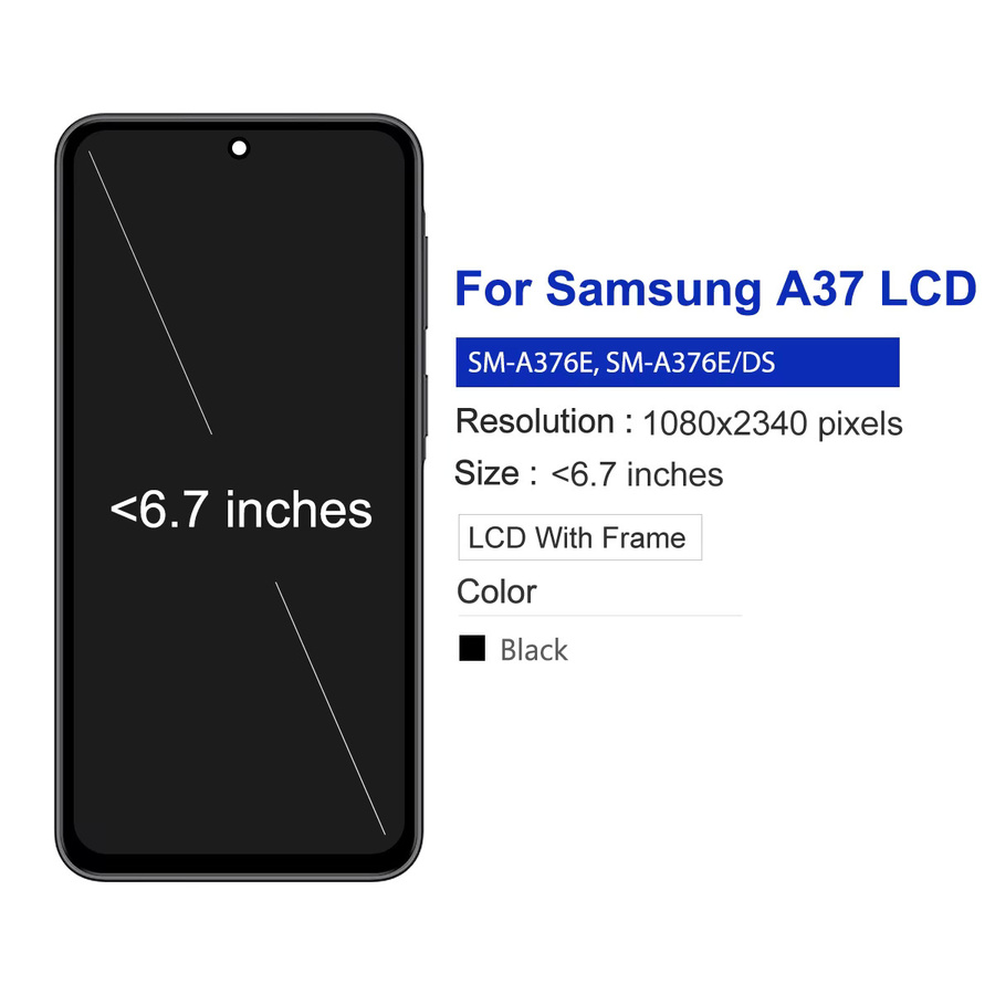 Samsung A37 5G LCD-Display Ersatz mit Touchscreen Digitizer in Schwarz für SM-A376E und A376B - Bild 1