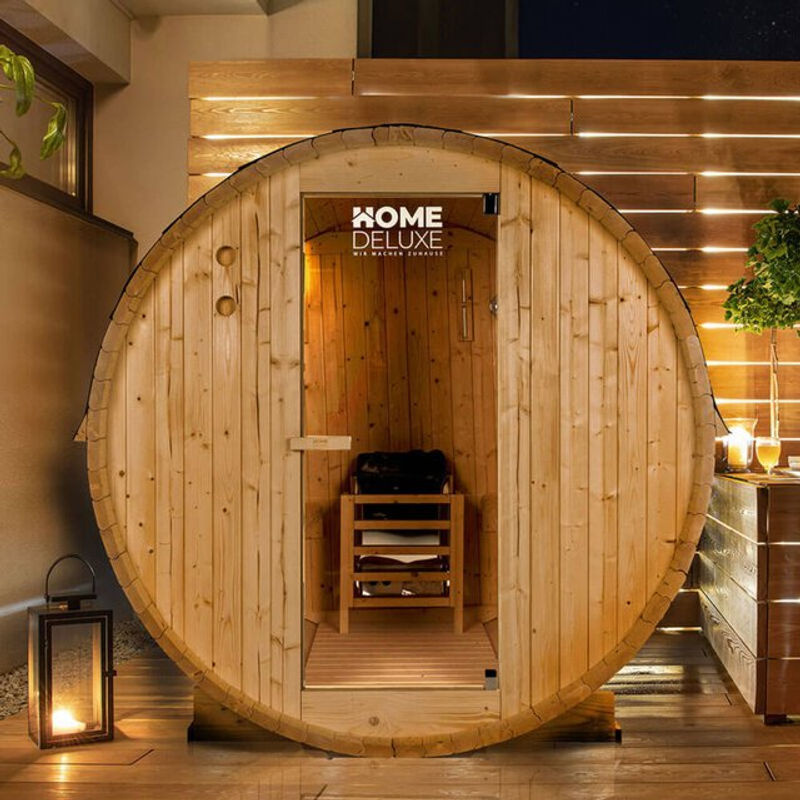 HOME DELUXE Outdoor Fasssauna LAHTI L aus Fichtenholz in Holzfarben, B/H: 194,8 x 191,7 cm - Bild 7