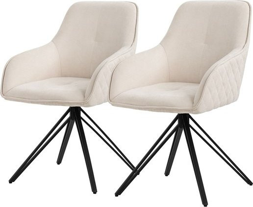ML-Design Esszimmerstühle 2er Set drehbar in Beige aus Textil Webstoff mit Armlehnen - Bild 1