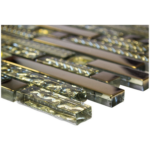 HuH Mosaik Mosaikfliese Qin Shi Wandbelag in Gold mit Steinoptik, B: 33,8 cm, H: 29,8 cm - Bild 2