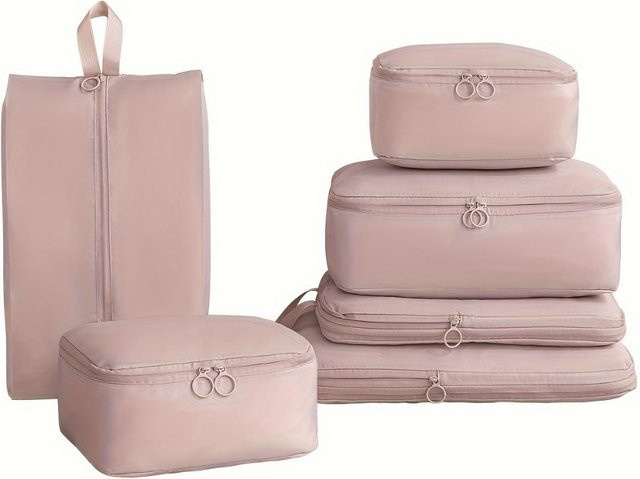Ventora 6-teiliges Set komprimierbare Gepäckorganisationsbeutel zur Reiseaufbewahrung in Beige - Bild 1