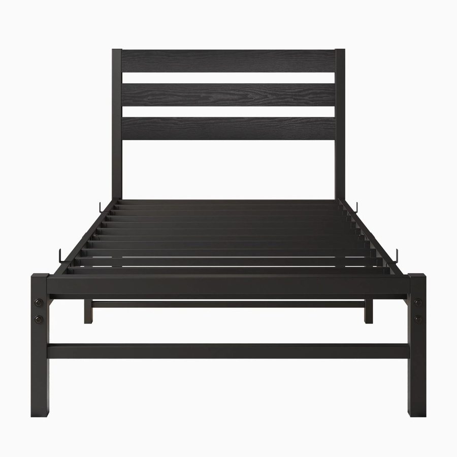 okwish Metallbett mit Lattenrost in Schwarz, modernes Einzelbett für das Schlafzimmer, B/T/H: 91 x 90 x 206 cm - Bild 2