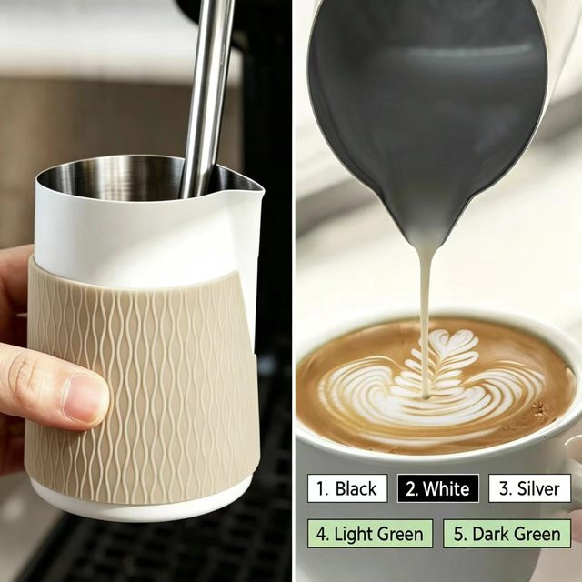 IKAPE Espresso Milchkännchen V3 aus Edelstahl in Silber, 500ml Milchaufschäumkrug mit spitzem Ausguss - Bild 1