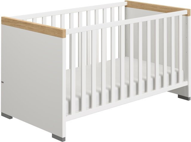 Babybett PAIDI KIRA in Weiß, Modernes Design aus Massivholz, 70 x 140 cm - Bild 1