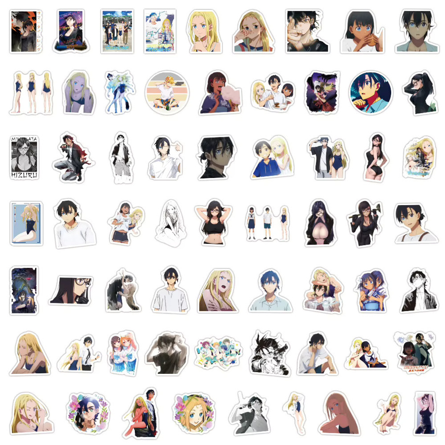 60 Stück Anime Sommer-Treffen Aufkleber, wasserfeste Cartoon-Sticker in Multicolour für Computer, Laptops und Wasserbecher - Bild 3
