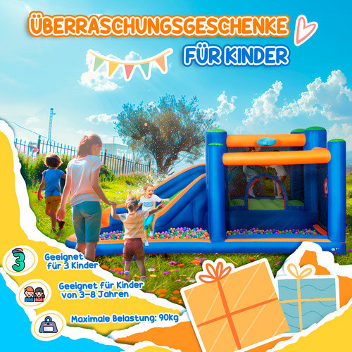 Outsunny Hüpfburg Wasserspielplatz Mehrfarbig Polyester - Bild 2