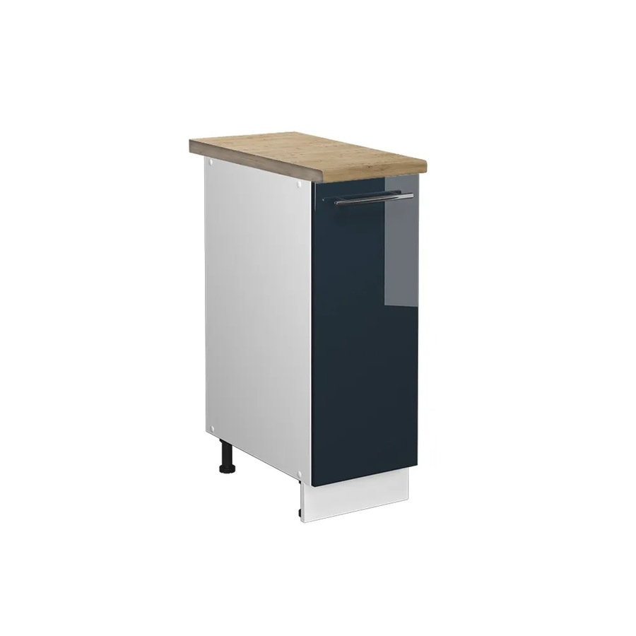 Vicco Apothekerunterschrank Fame-Line Weiß Dunkelblau Hochglanz mit Arbeitsplatte Eiche B: 30 cm, T: 20,53 cm, H: 51,6 cm - Bild 3