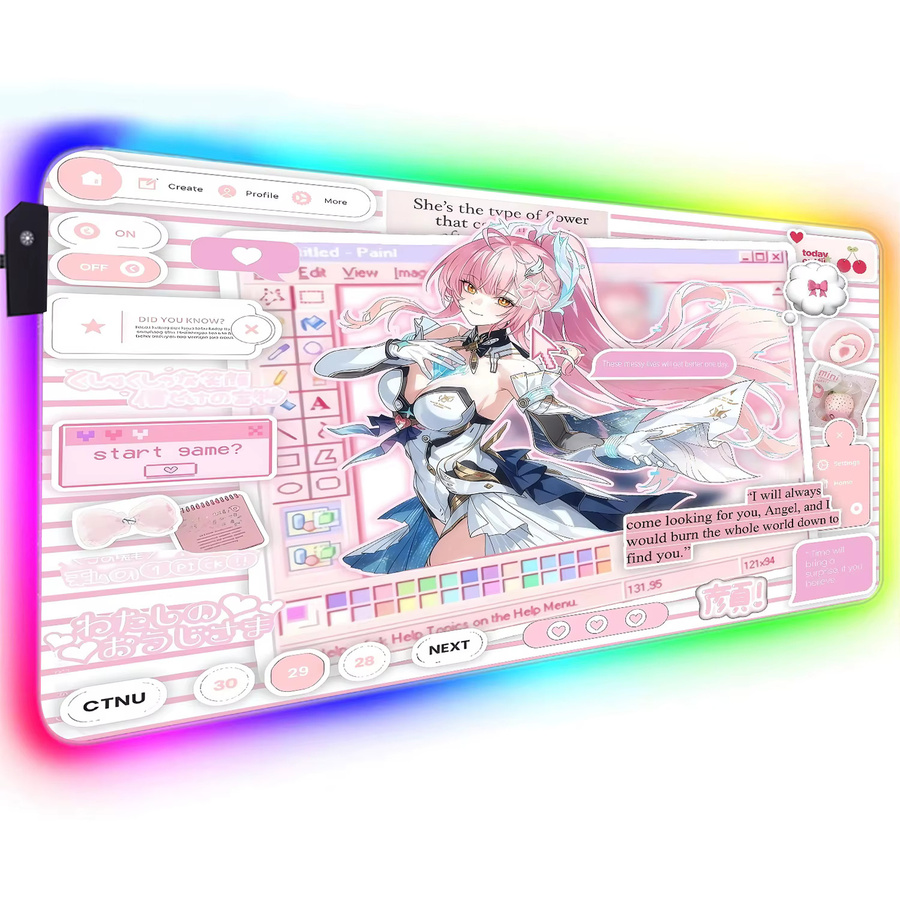 Riccu RGB Gaming Mauspad Wuthering Waves THE SHOREKEEPER Aemeath Changli Anime Design XXL Tischmatte aus Gummi - Bild 3