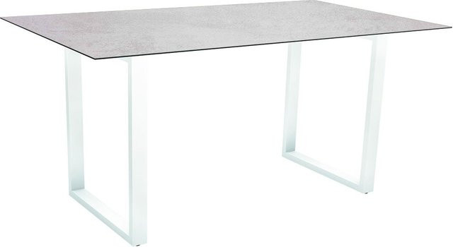 Stern Kufentisch Silverstar 2.0 aus Aluminium in Weiß mit Tischplatte in Zement hell Dekor, B: 160 cm, T: 90 cm, H: 73,5 cm - Bild 1