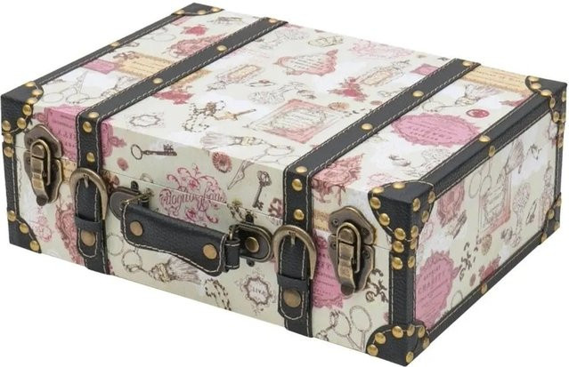 HMF Vintage Holzkiste Koffer Truhe in Weiß B/T/H: 38 x 26 x 13 cm - Bild 1