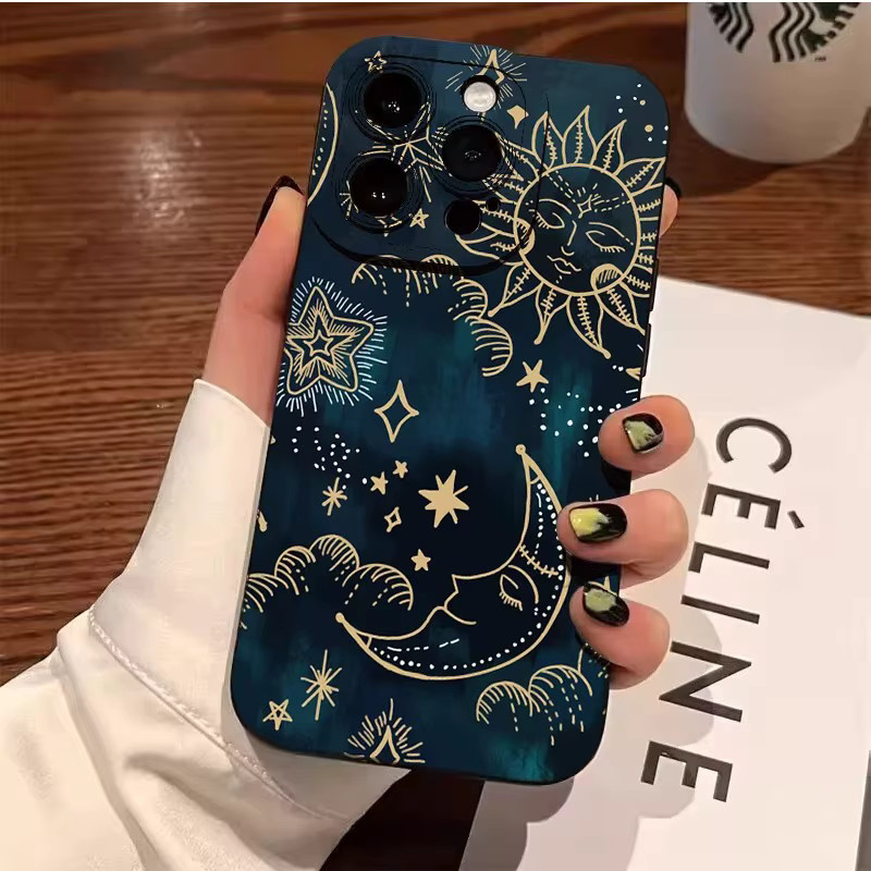 Handyhülle mit Mond-Sonnen-Design für Xiaomi Redmi Note und Pro Serie in Blau - Bild 1