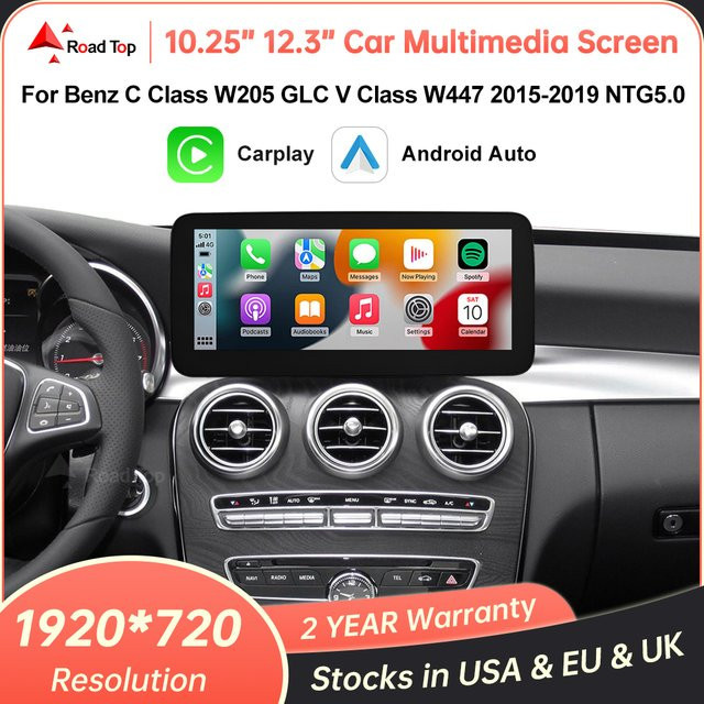 Wincago Linux Multimedia-Bildschirm mit Wireless CarPlay und Android Auto für Mercedes-Benz W205 W176 GLC A C V Klasse W447 CLA GLA (2015-2018) NTG5.0 in Schwarz - Bild 1