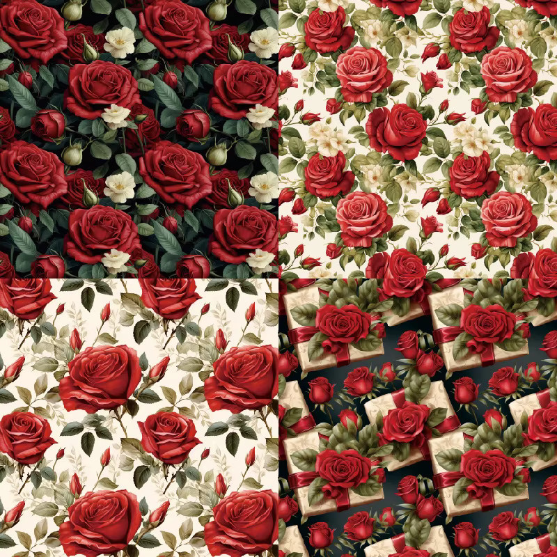 Alinacutle Junkjournal Romantisches Rosen-Papierpaket mit 24 Blatt gemustertem Papier für Scrapbooking, Multicolour, Breite: 15,2 cm - Bild 2