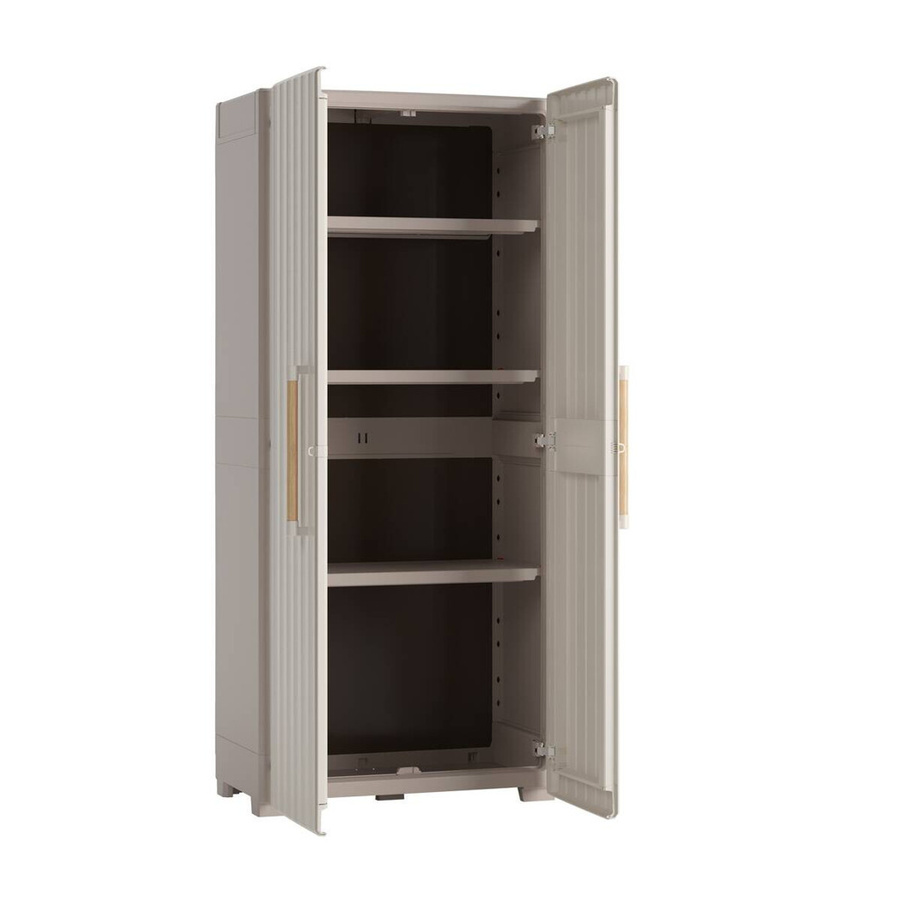 Keter Kunststoffschrank Groove in Beige mit Regalböden und Schloss, B/H/T: 80 x 180 x 45 cm - Bild 2
