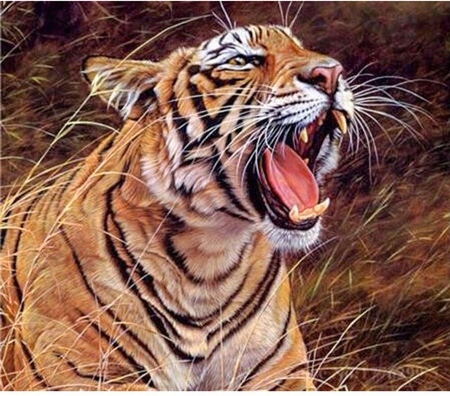 FIYO Diamantmalerei DIY Set Wilder Tiger mit runden Diamanten, Mehrfarbig, B/H: 20 x 30 cm - Bild 1